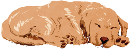 Christmas Gouache Dog Sleeping Cozy